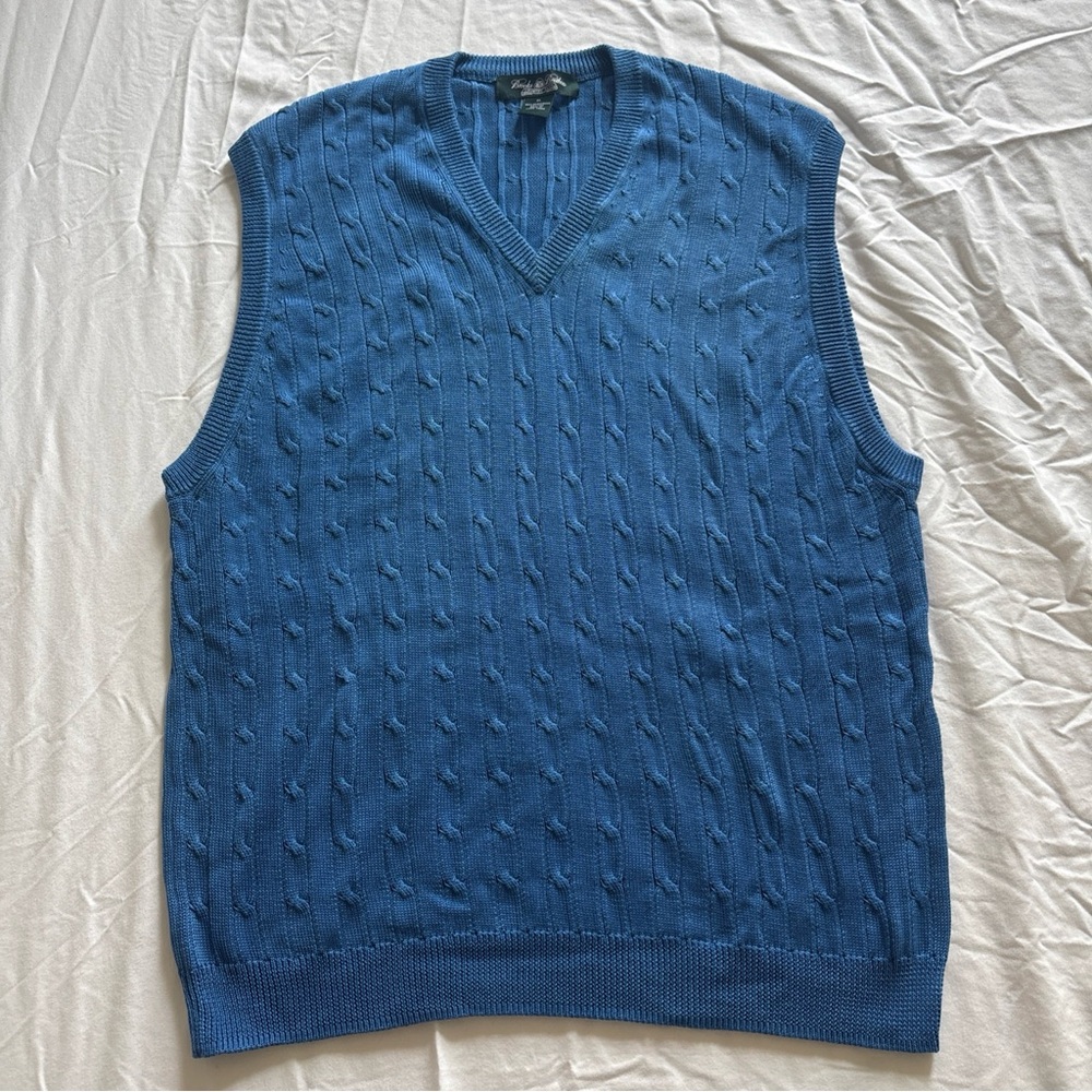 Brooks Brothers Classic V-Neck Blue Sweater Vest XL